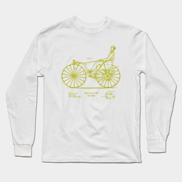 Bicycle Art Gift 1869 Velocipede Patent Long Sleeve T-Shirt by MadebyDesign